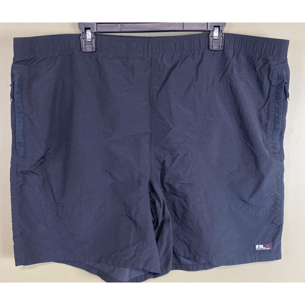 VTG Ralph Lauren RLX Polo Sport Running Training Short Black Lined Zip Mens XL